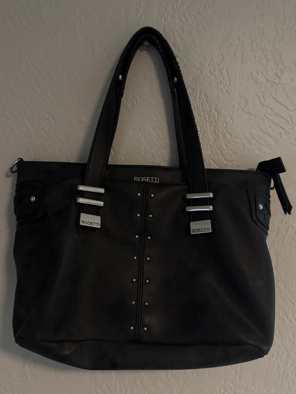 Rosetti Black Tote with Silver Accents